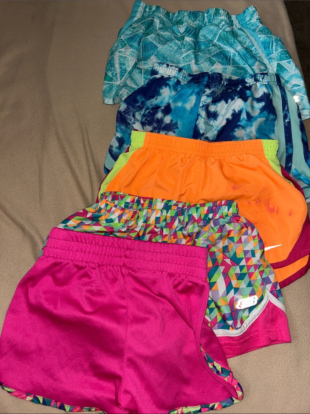 Nike Kids Multi-Color Athletic Shorts Bundle - Orange, Pink, Blue, Teal